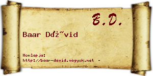 Baar Dávid névjegykártya